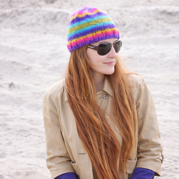 Easy Self-Striping Beanie Knitting Pattern