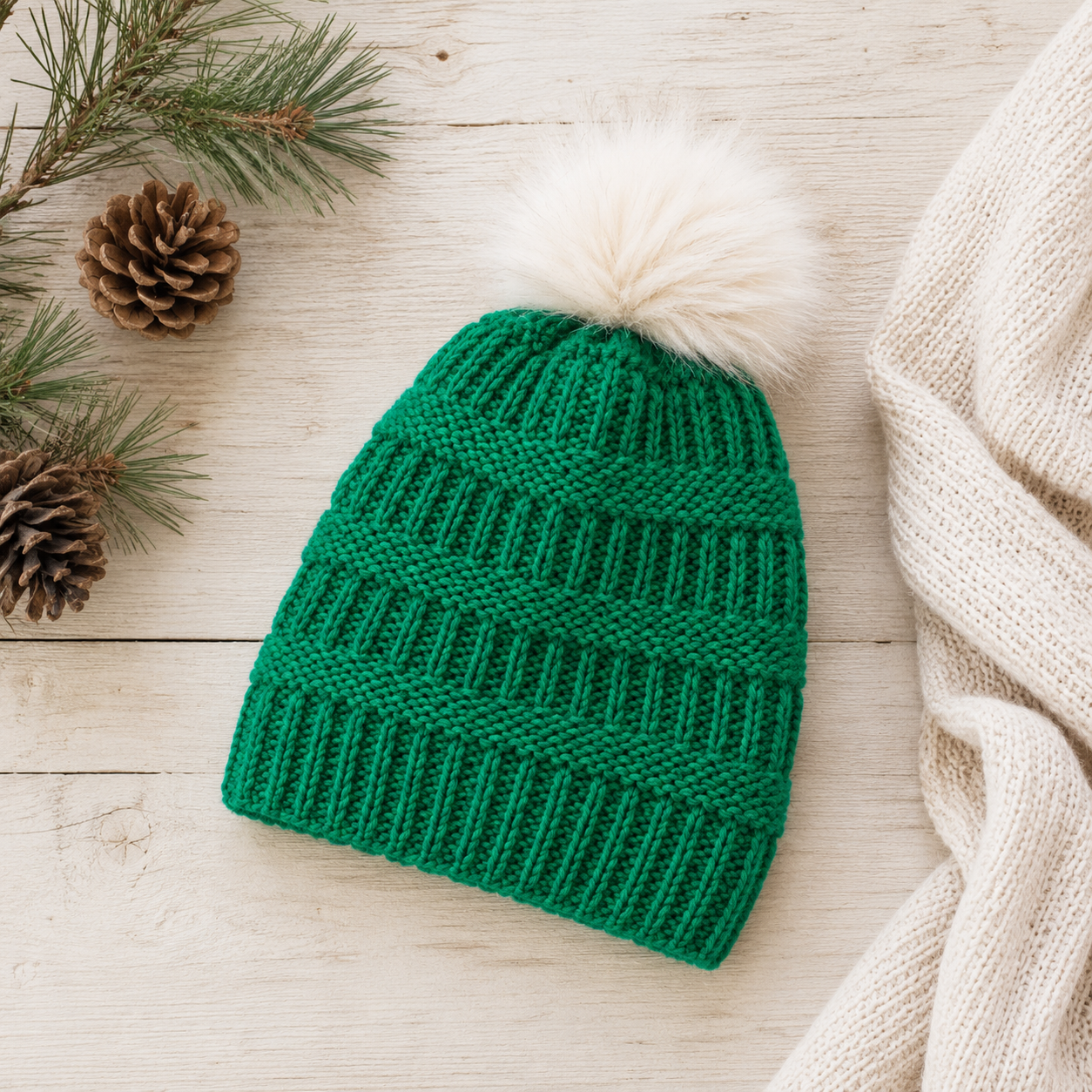 Easy Rib Stripe Hat Knitting Pattern