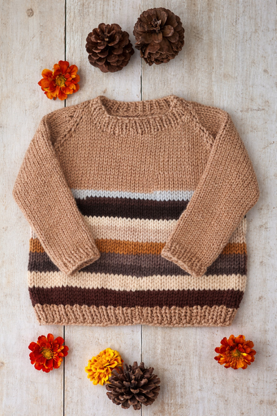 Scrap Yarn Top-Down Baby Sweater Knitting Pattern