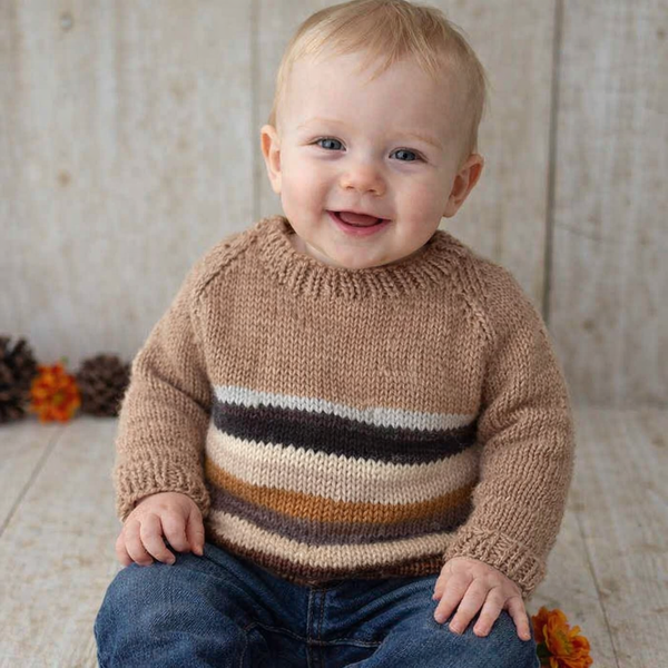 Scrap Yarn Top-Down Baby Sweater Knitting Pattern