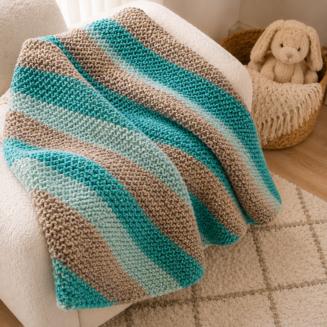 Easy Scrap Yarn Baby Blanket Knitting Pattern