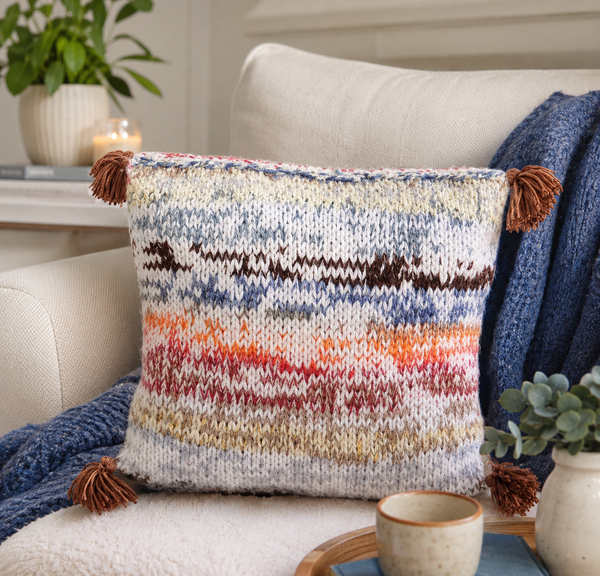 Scrap Busting Tassel Pillow Knitting Pattern