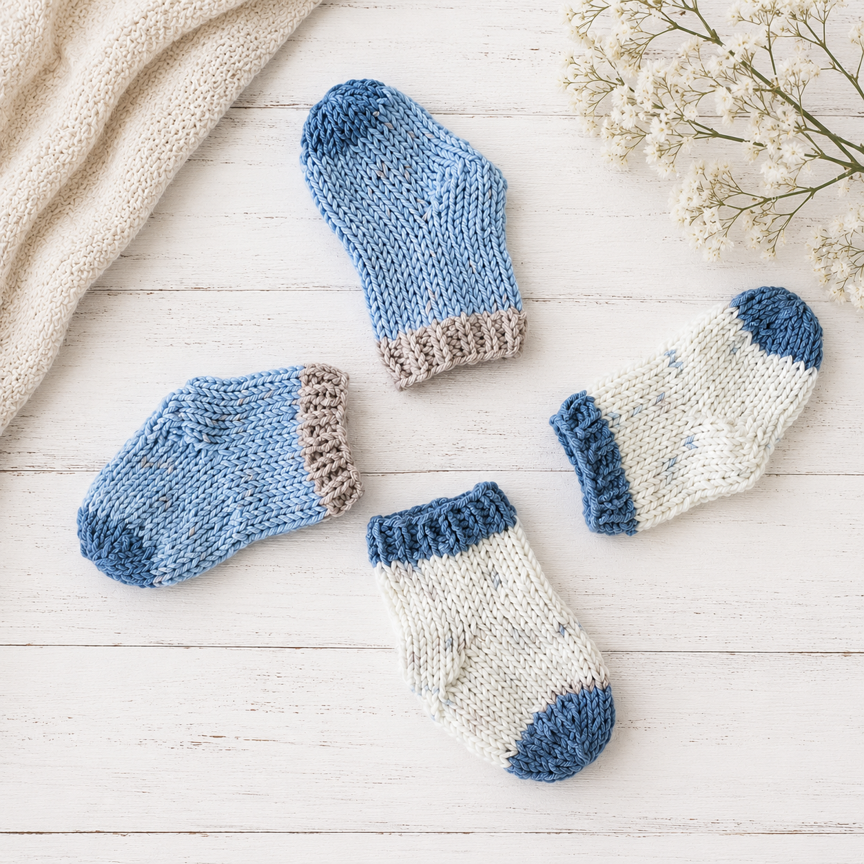 Easy Seamless Baby Socks Knitting Pattern