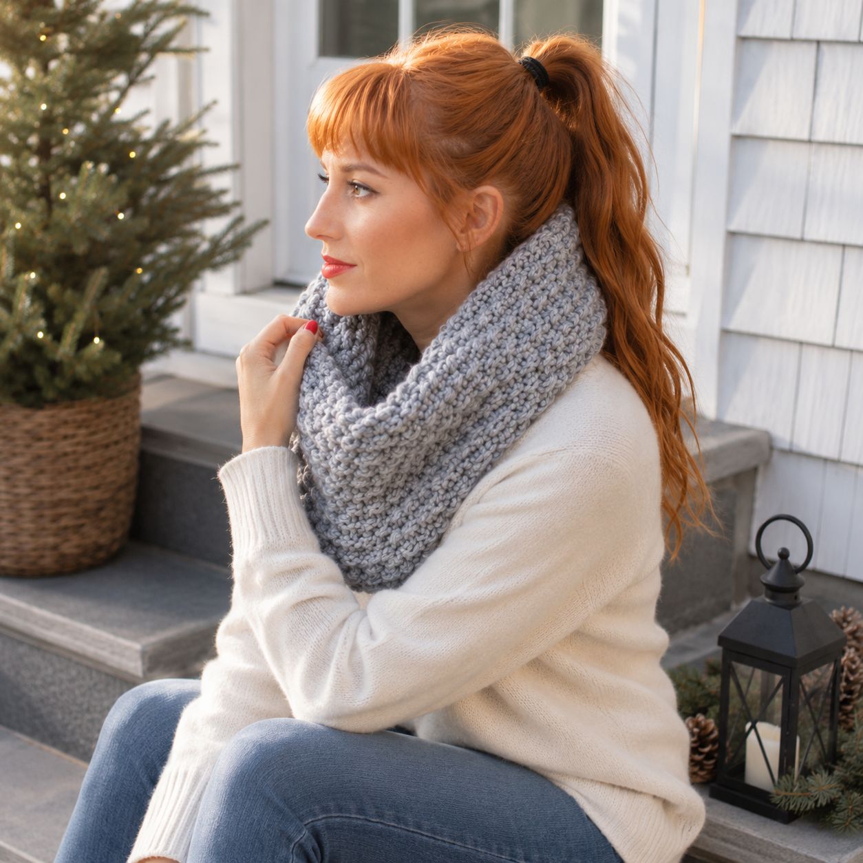 Easy Seed Stitch Cowl Knitting Pattern