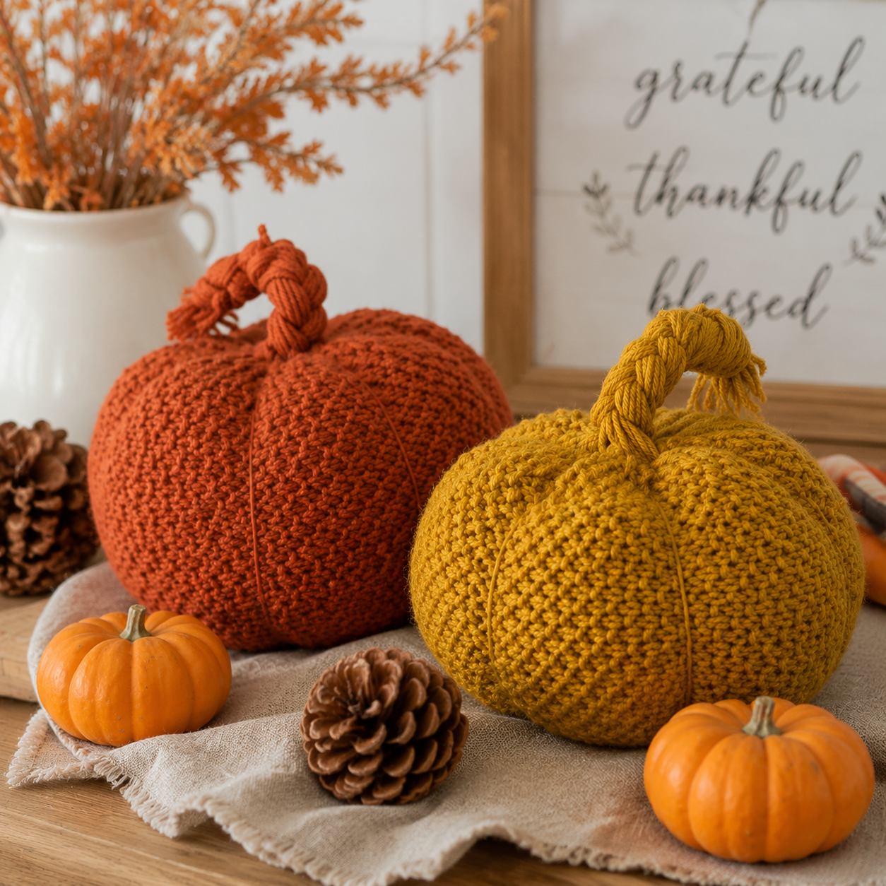 Seed Stitch Pumpkin Knitting Pattern