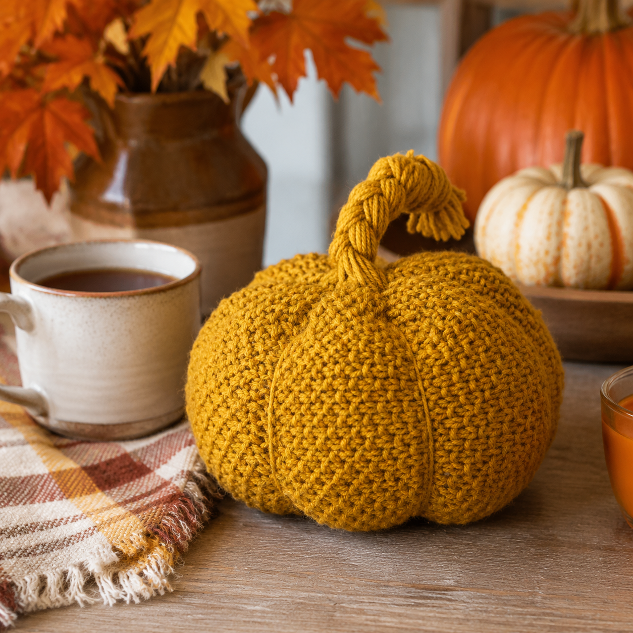 Seed Stitch Pumpkin Knitting Pattern