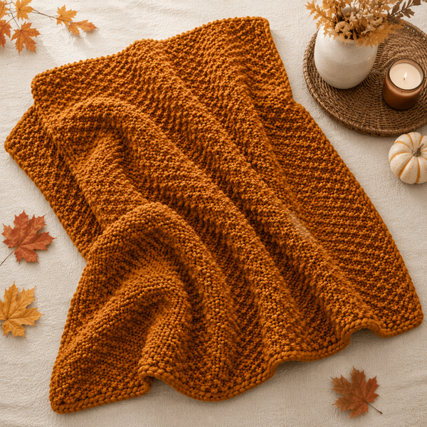 Easy Super Bulky Seed Stitch Throw Knitting Pattern