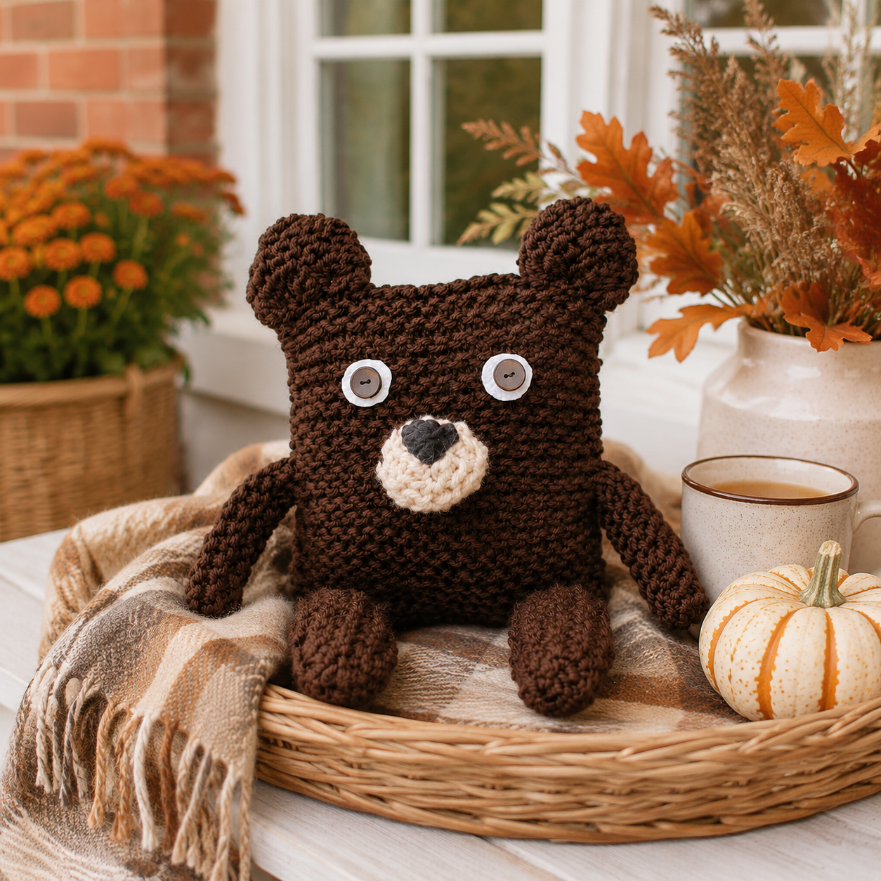 Easy Knit Bear from a Square Pattern