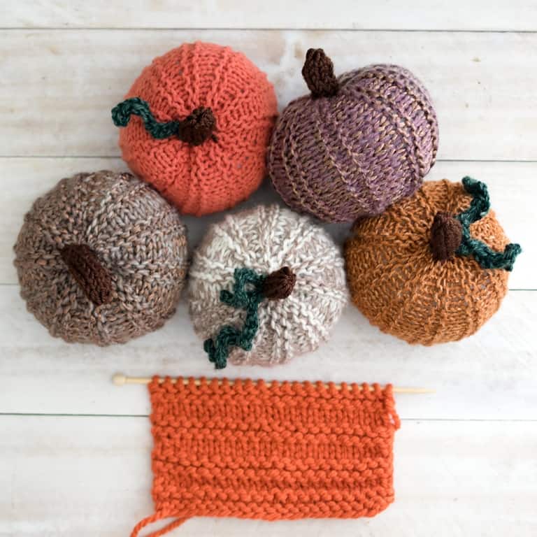 Flat Knit Scrap Yarn Pumpkins