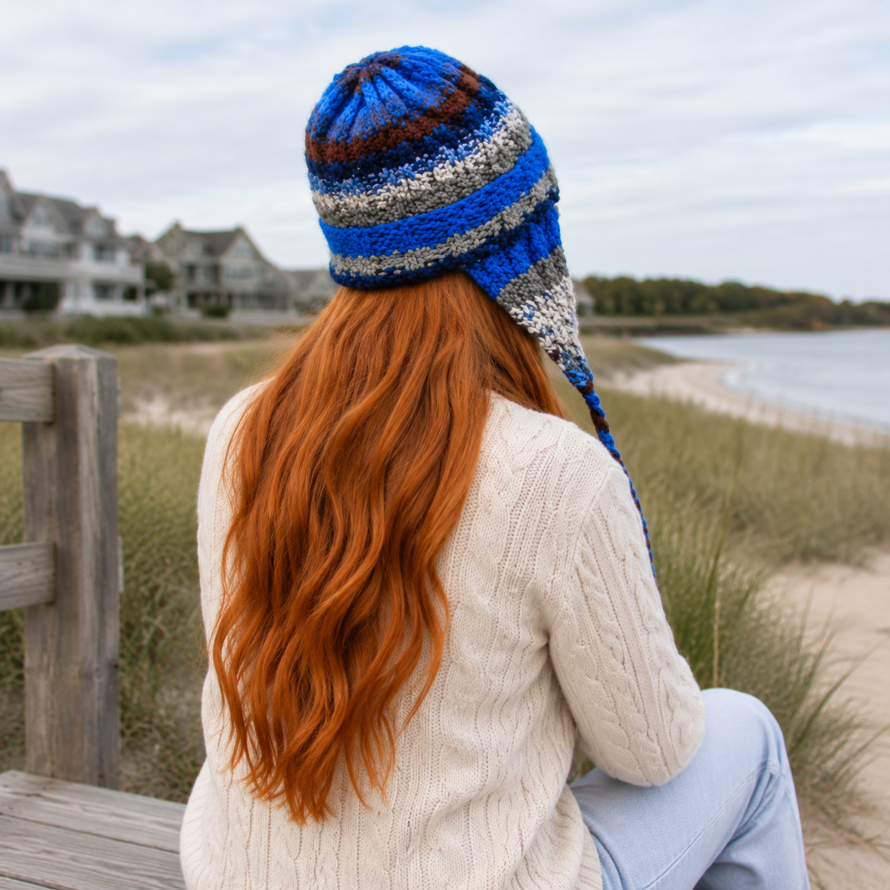 Easy Stripe Ear Flap Beanie Knitting Pattern