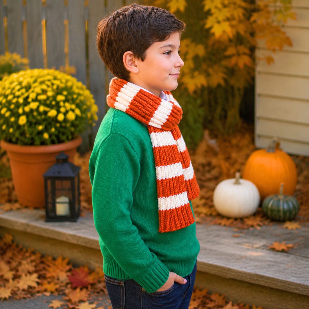 Easy Stripe Scarf Knitting Pattern for Kids