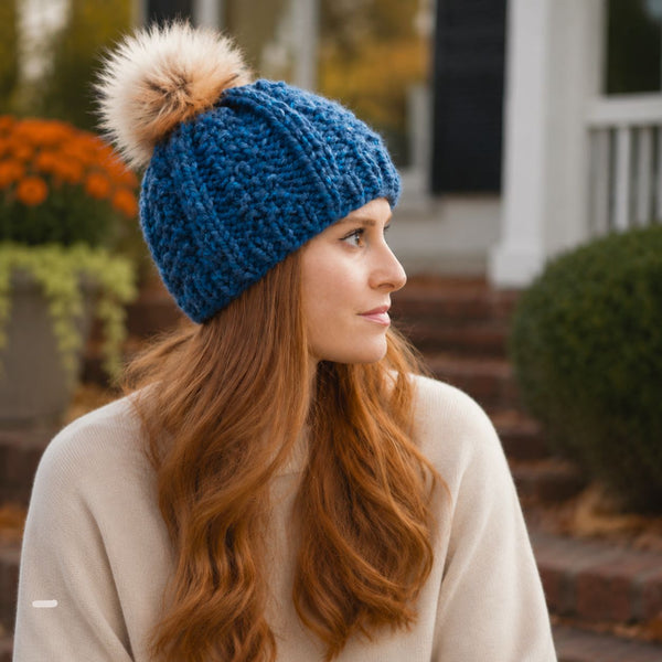 Wide Rib Hat Knitting Pattern for Women