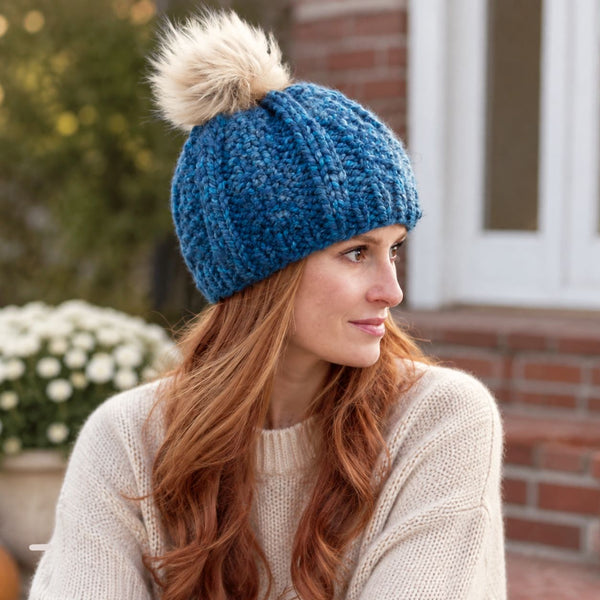 Wide Rib Hat Knitting Pattern for Women