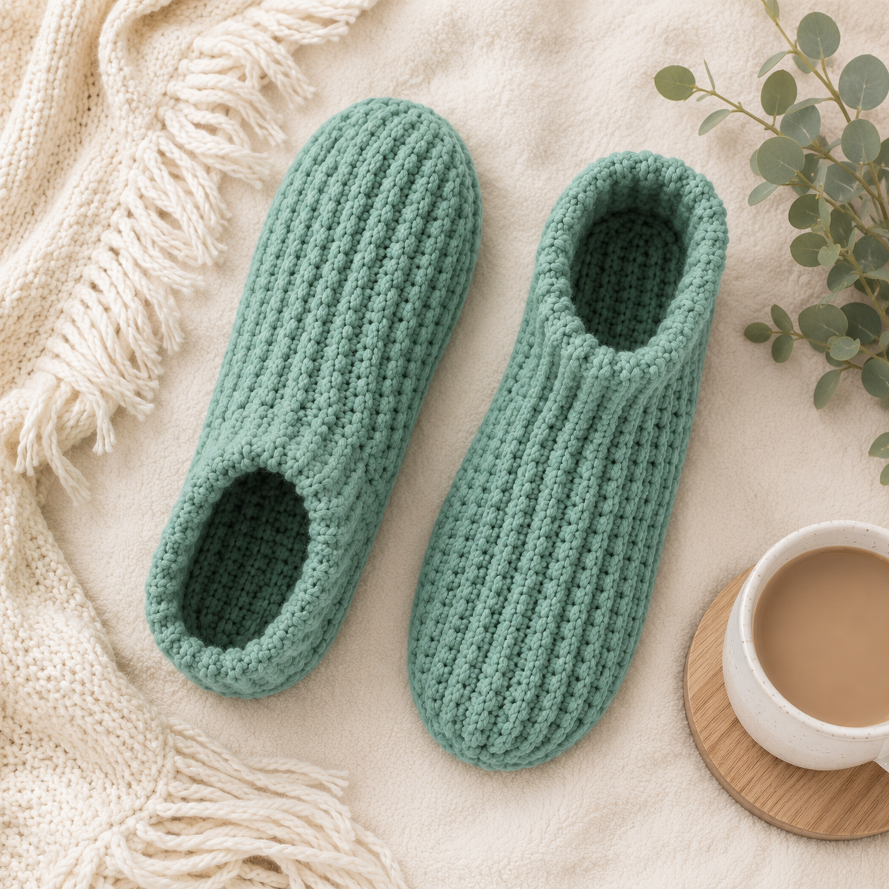Easy Knit Bootie Slippers Pattern for Women