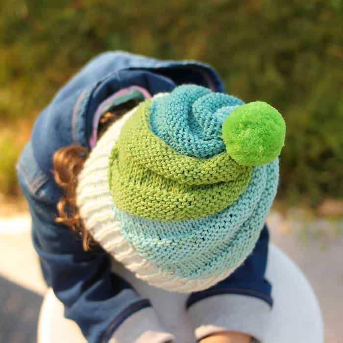 Easy Flat Knit Swirl Hat