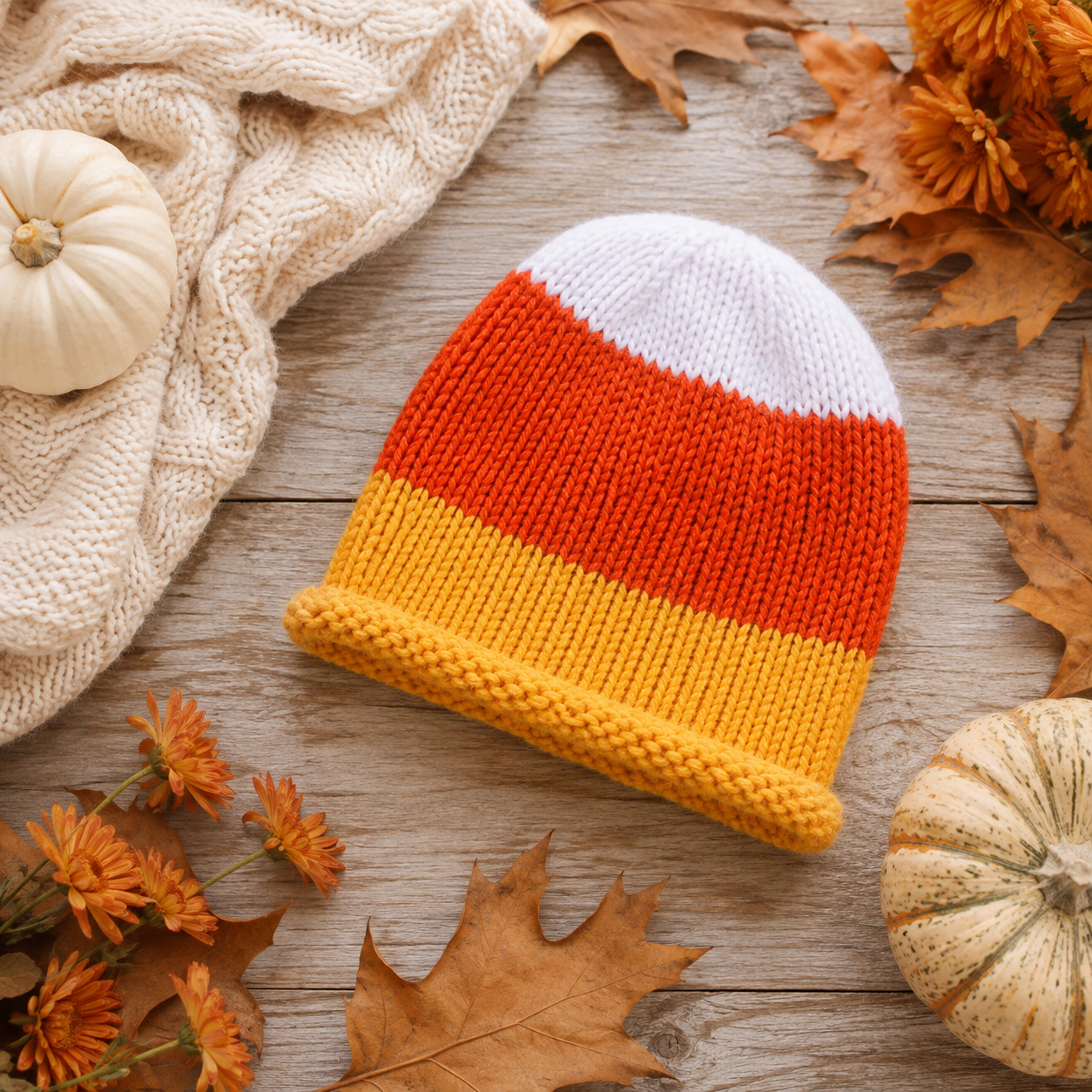 Toddler Candy Corn Hat Knitting Pattern
