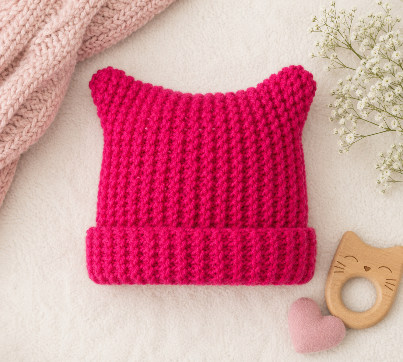 Toddler Girl Cat Ear Hat Knitting Pattern