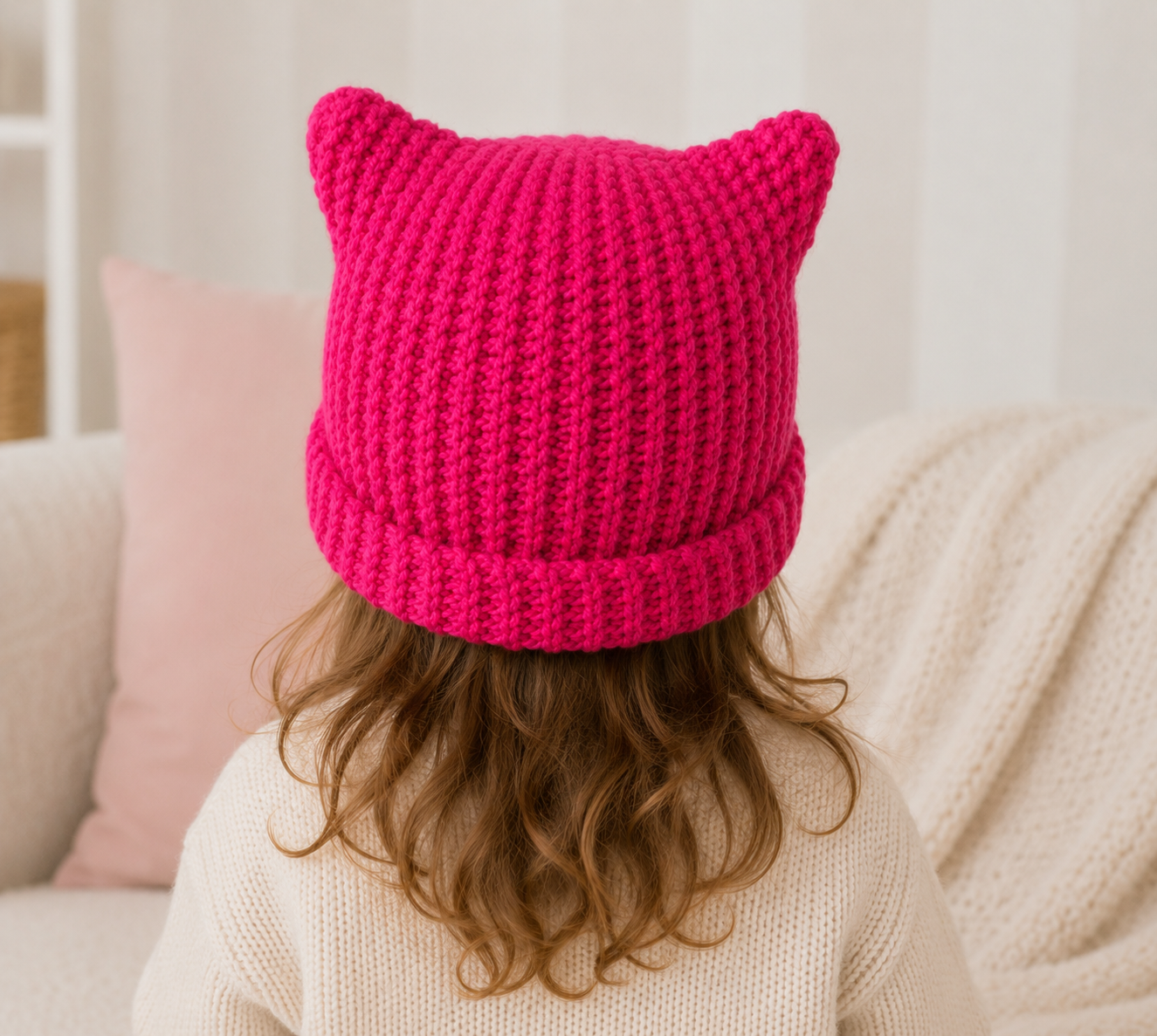 Toddler Girl Cat Ear Hat Knitting Pattern