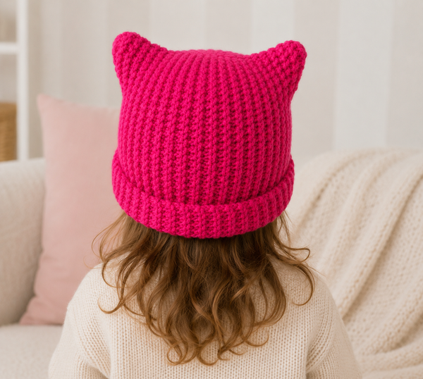 Toddler Girl Cat Ear Hat Knitting Pattern