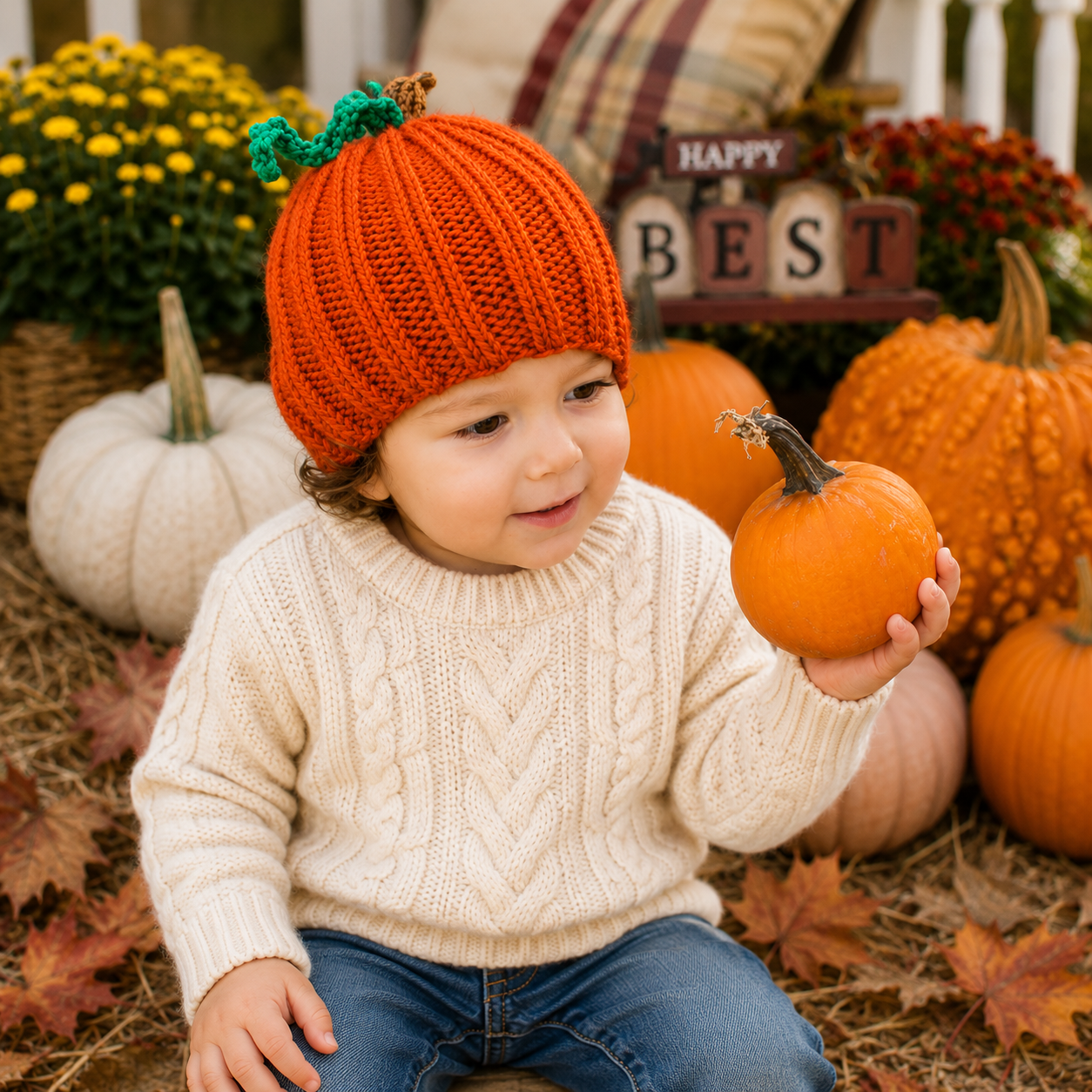 Toddler Pumpkin Hat Knitting Pattern