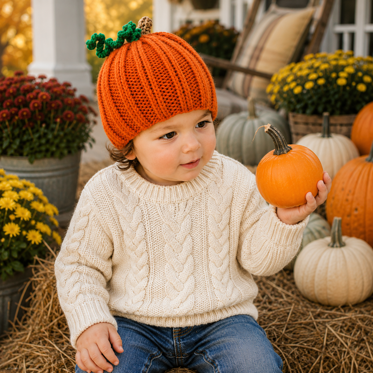 Toddler Pumpkin Hat Knitting Pattern