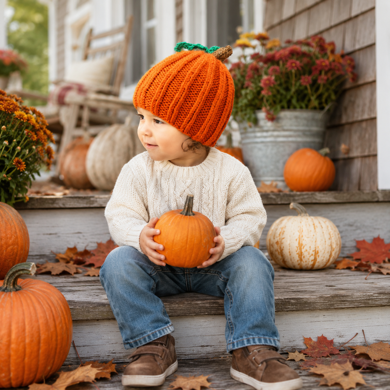 Toddler Pumpkin Hat Knitting Pattern