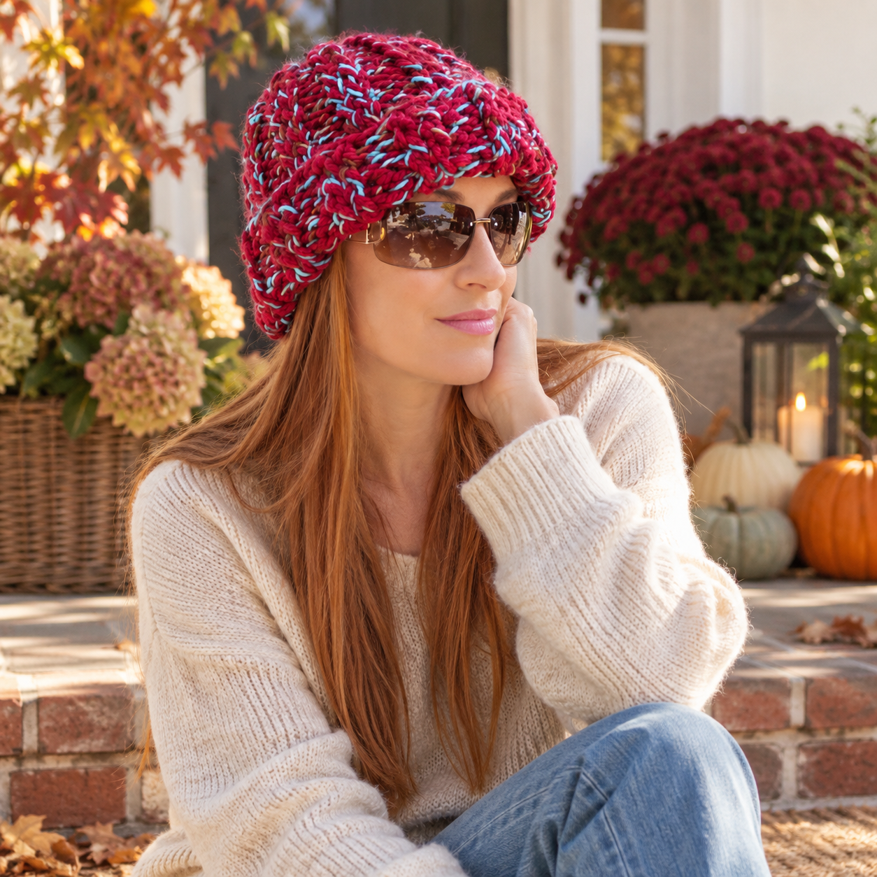 Easy Layered Tweed Hat Knitting Pattern