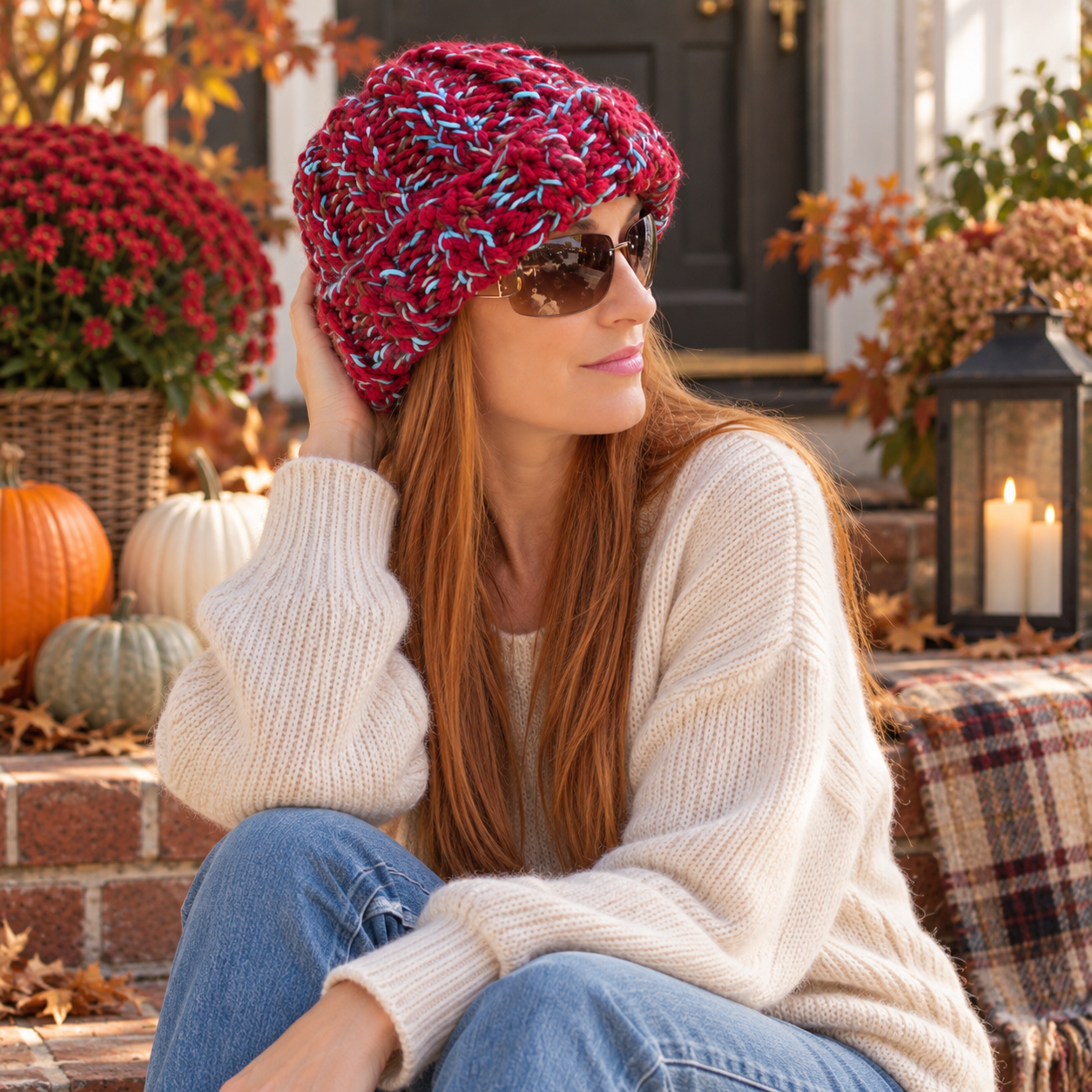 Easy Layered Tweed Hat Knitting Pattern