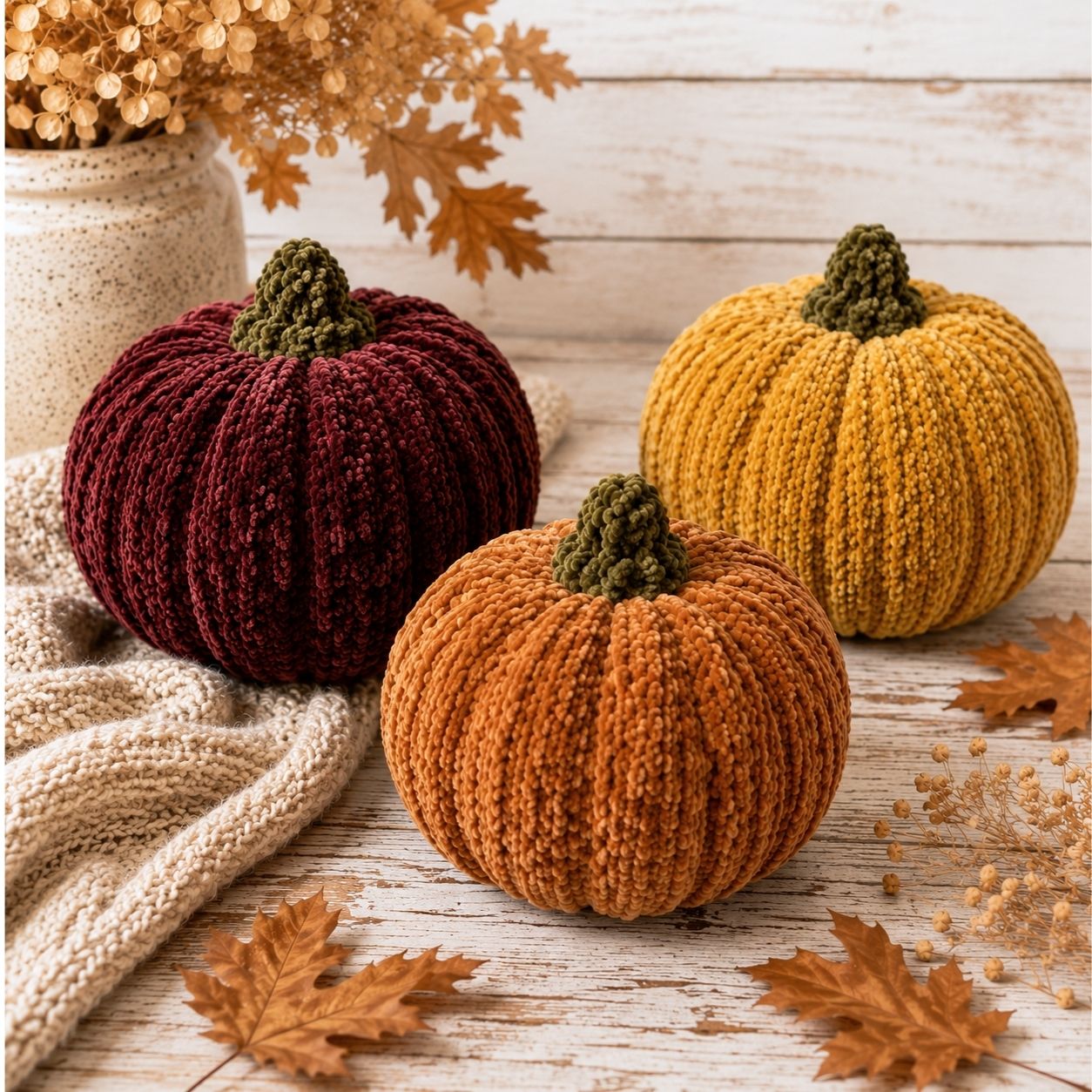 Easy Velvet Pumpkins Knitting Pattern