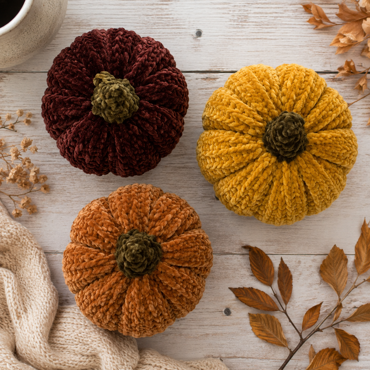 Easy Velvet Pumpkins Knitting Pattern