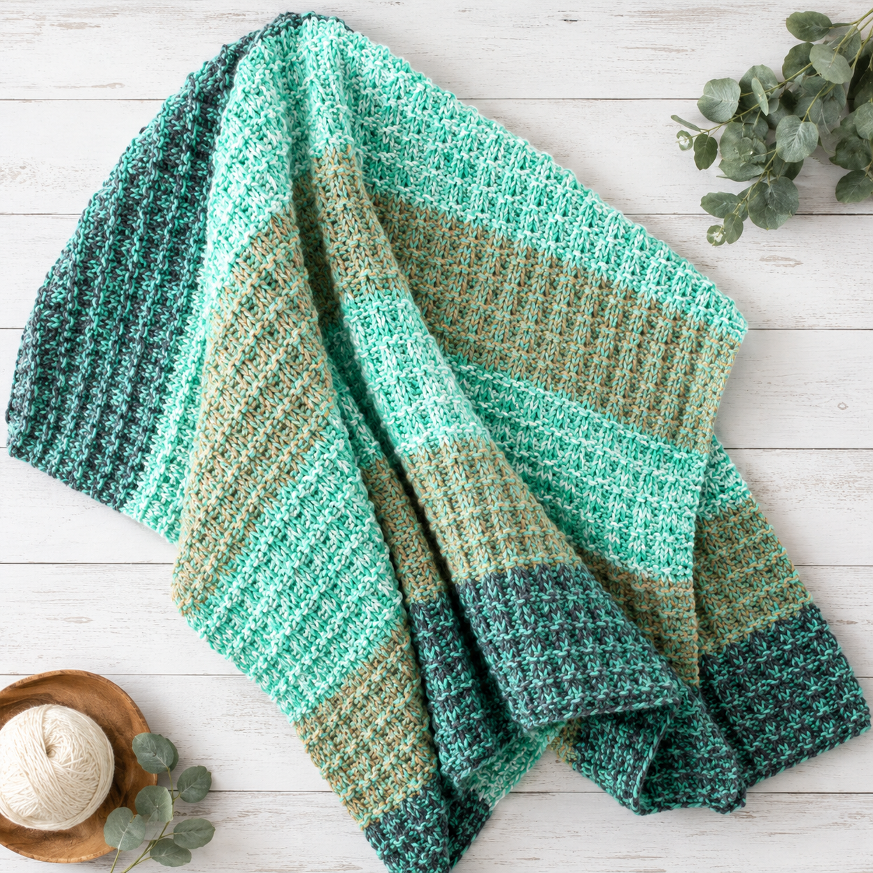 Easy Waffle Knit Throw Pattern