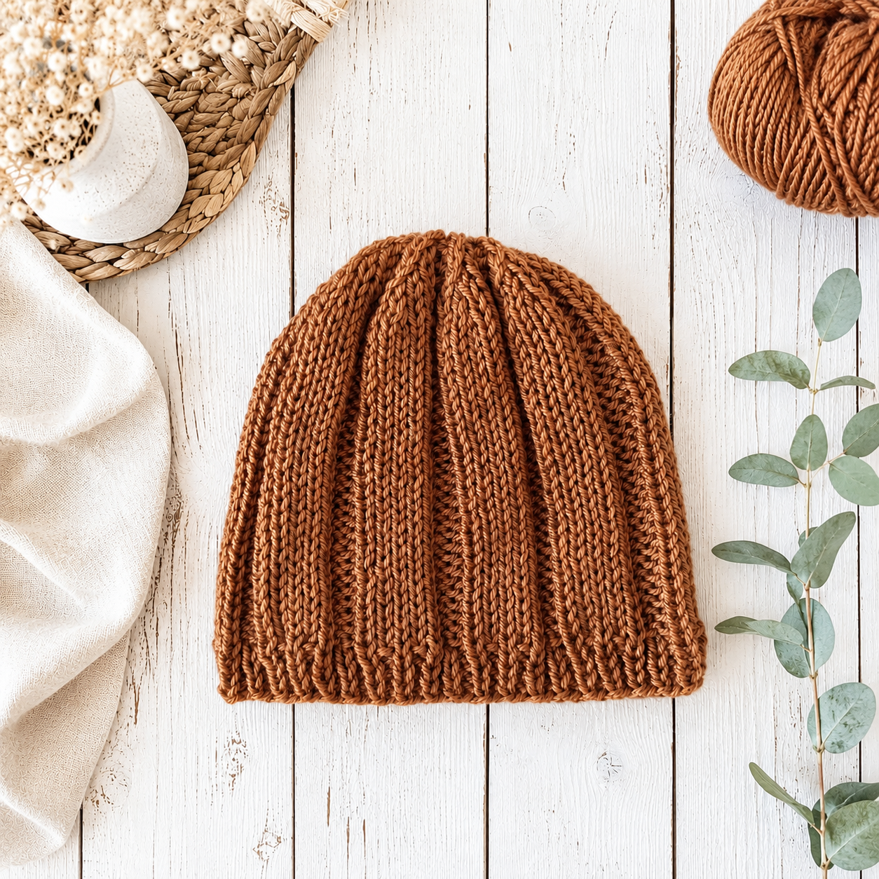 Women’s Wide Rib Beanie Knitting Pattern