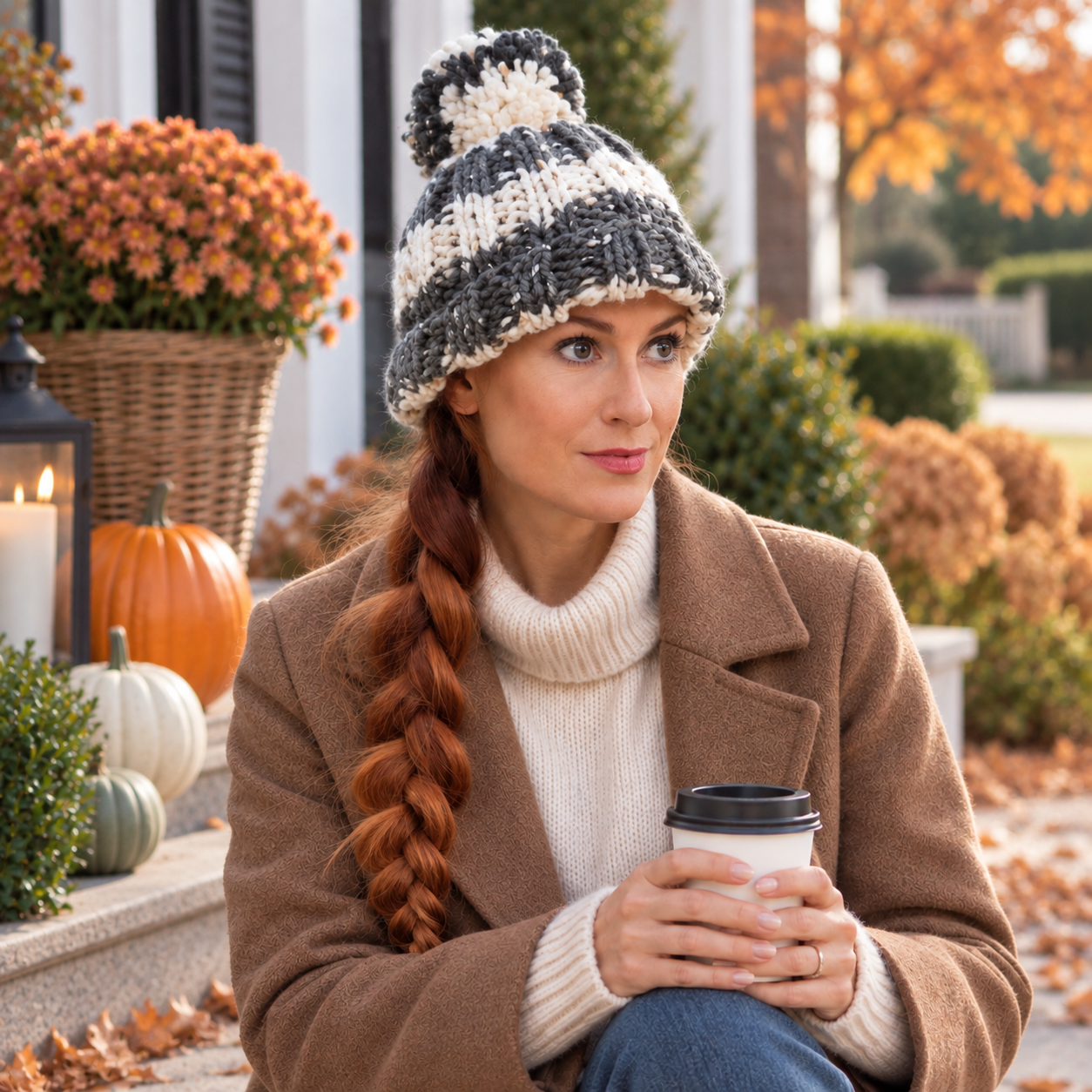 Women’s Super Bulky Striped Rib Knit Hat