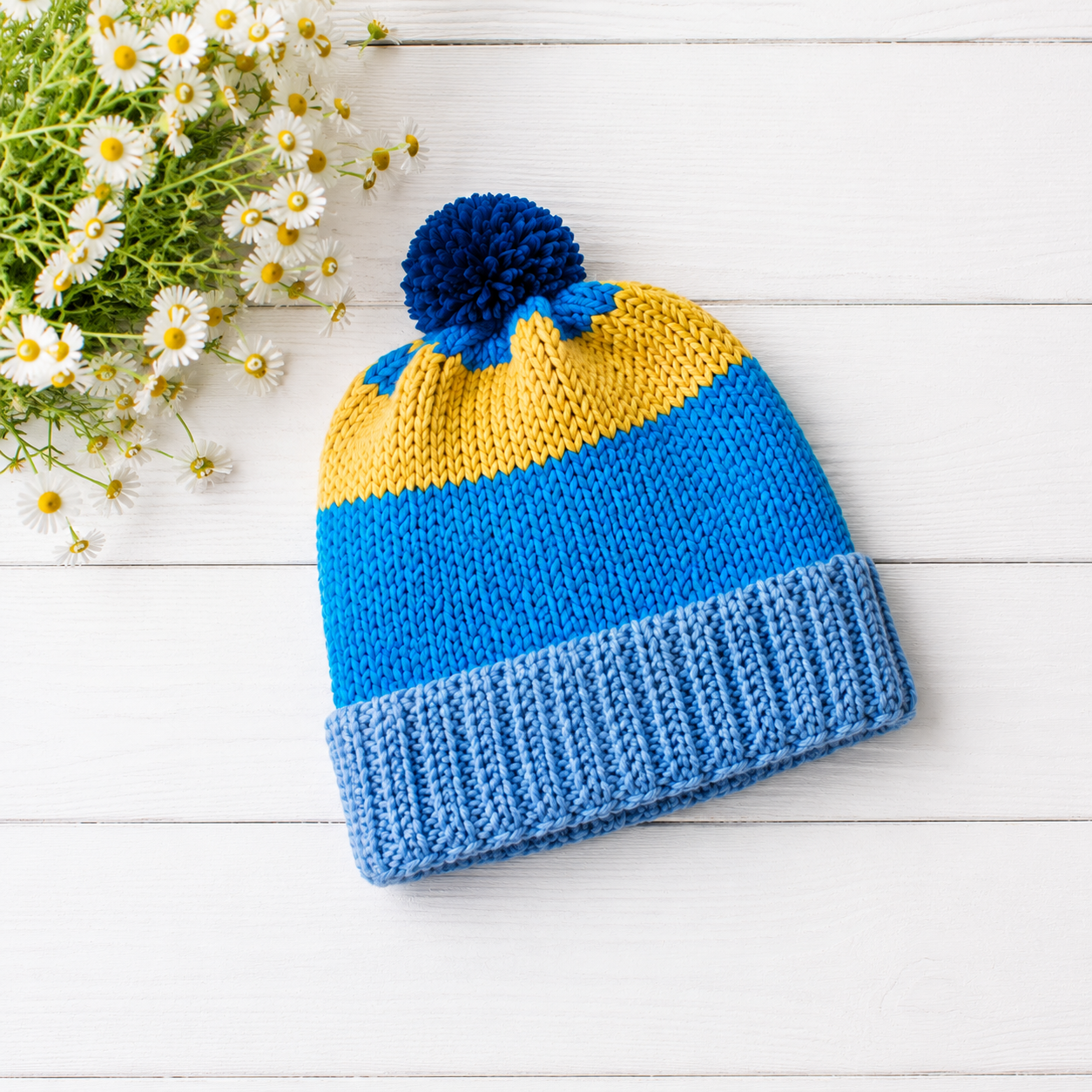 Easy Stripe Hat Knitting Pattern for Women