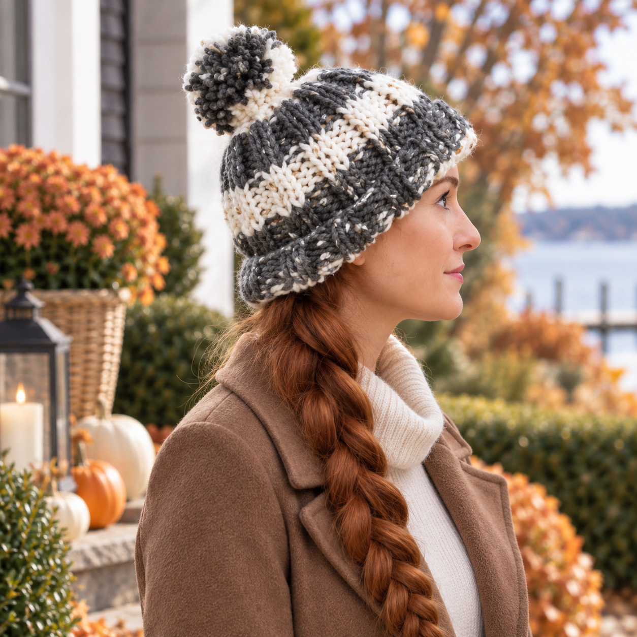 Women’s Super Bulky Striped Rib Knit Hat