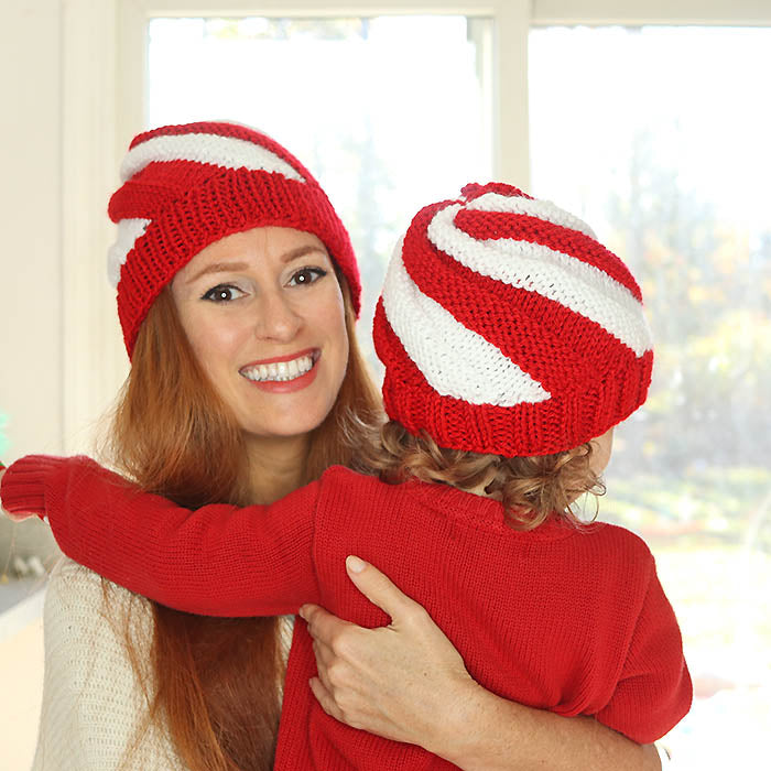 Candy Cane Swirl Hats Knitting Pattern