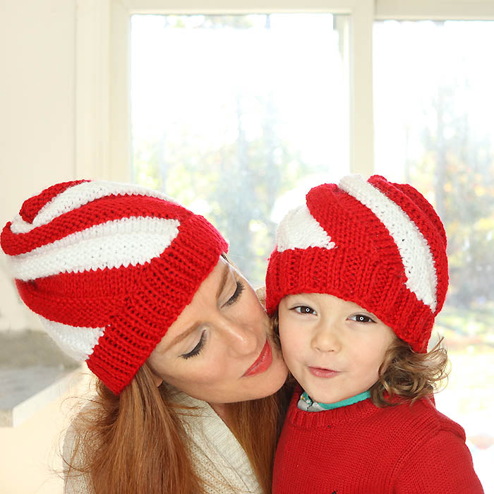 Candy Cane Swirl Hats Knitting Pattern