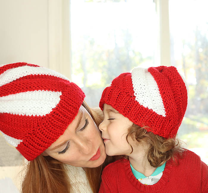 Candy Cane Swirl Hats Knitting Pattern