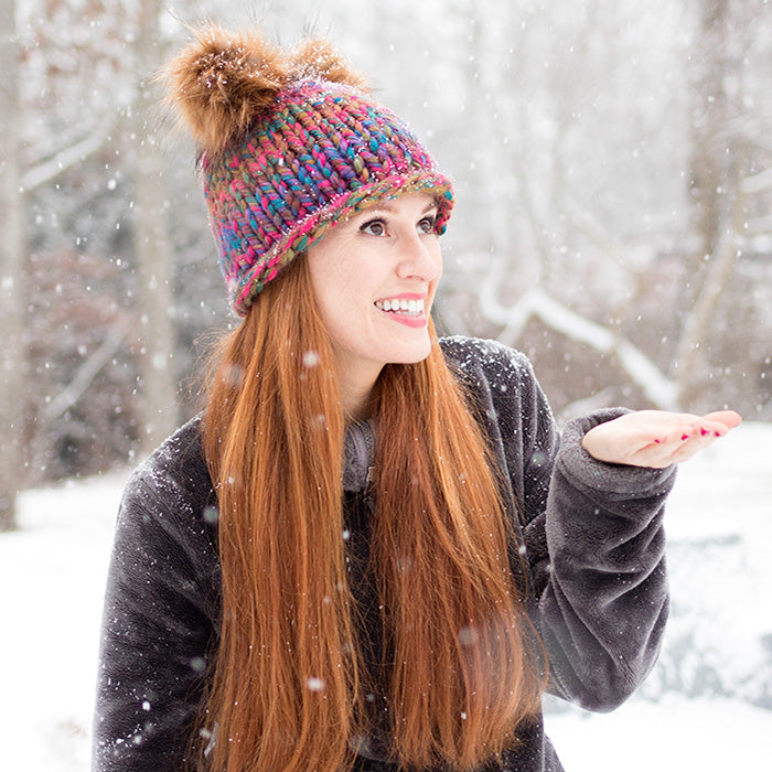 Double Pom Beanie Knitting Pattern
