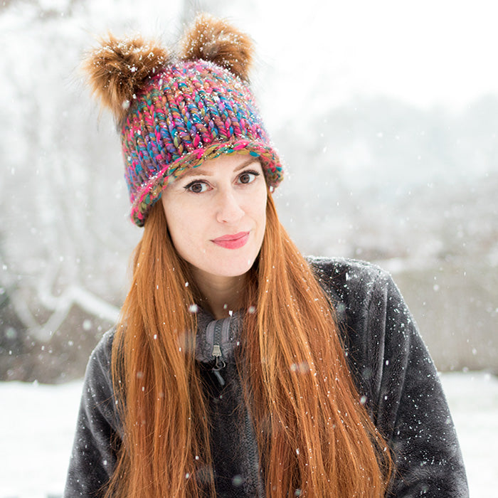 Double Pom Beanie Knitting Pattern – Gina Michele Knitting