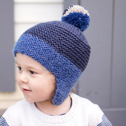 Flat Knit Toddler Ear Flap Hat