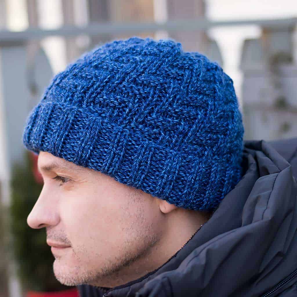 Mens Basketweave Hat Knitting Pattern