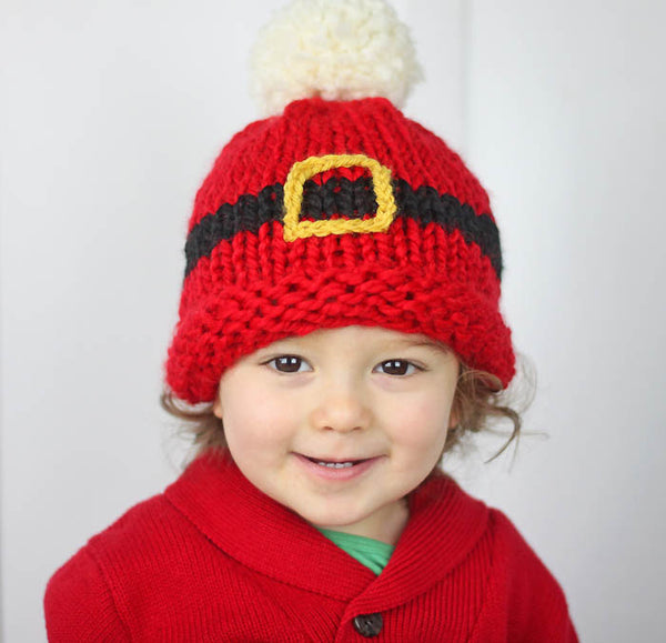 Santa's Belt Buckle Hat Knitting Pattern